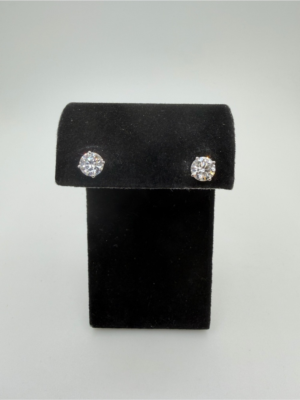 NWOT 6.4mm (2.07ctw) round cut Lab created Diamonds in 14kt WG stud earrings!